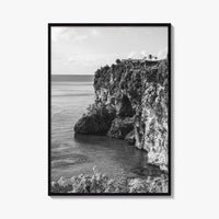 Anguilla Black and White Fine Art Photo Print, Caribbean Coastline Cliffs, Bahamas Poster