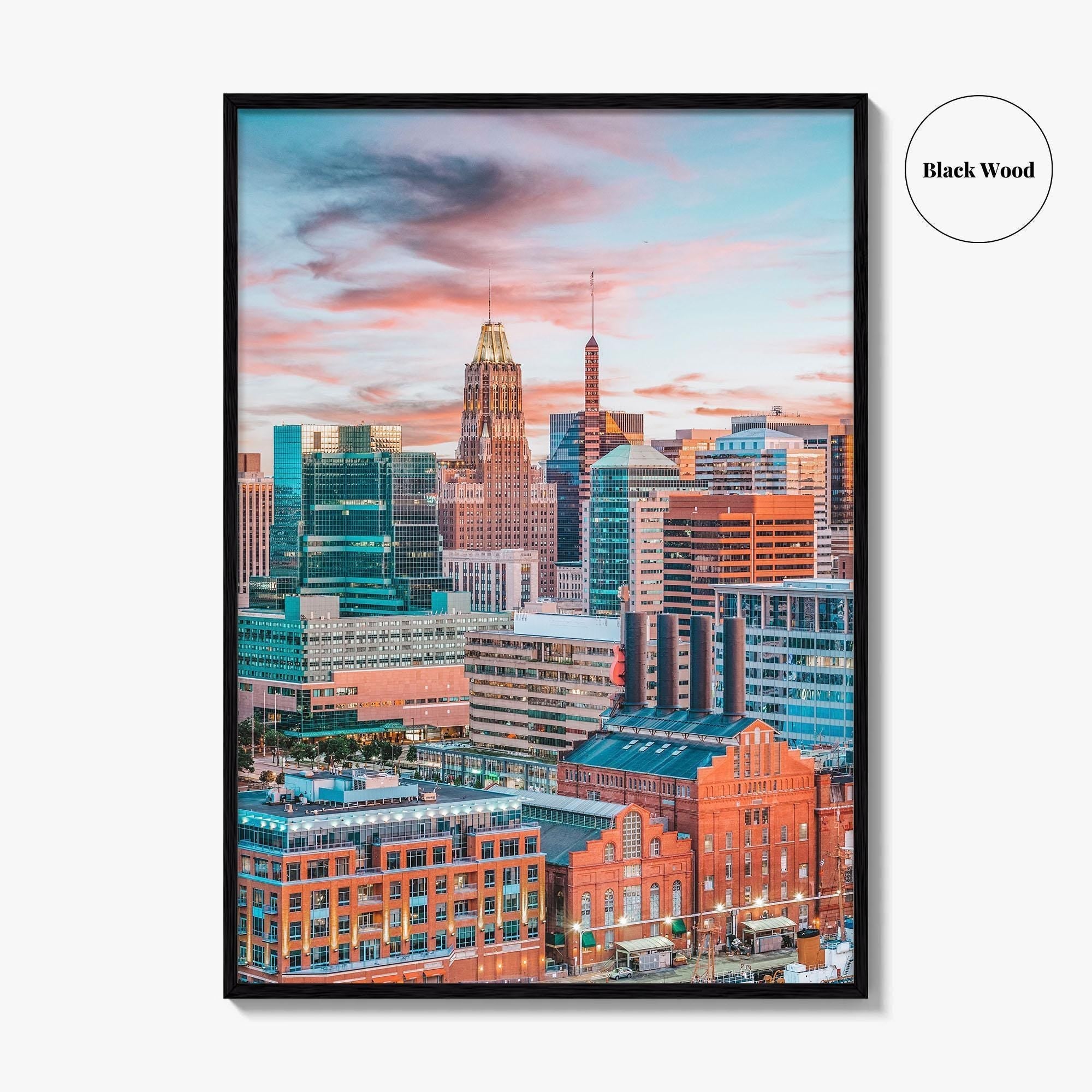 Baltimore Skyline Fine Art Photo Print, Inner Harbor, Maryland Wall Decor Poster, USA