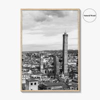 Bologna Black and White Fine Art Photo Print, Asinelli Garisenda Towers, Emilia-Romagna Italy