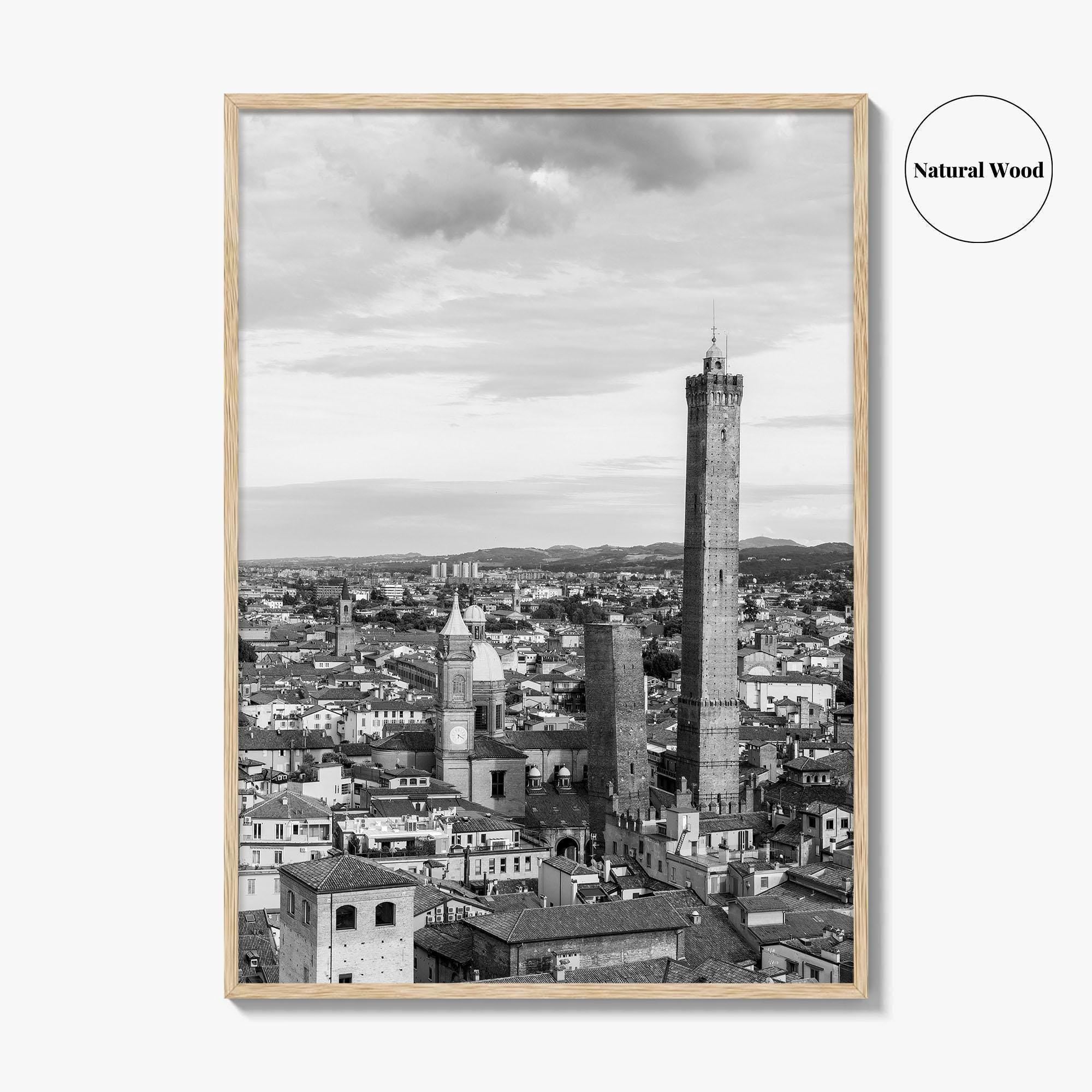 Bologna Black and White Fine Art Photo Print, Asinelli Garisenda Towers, Emilia-Romagna Italy