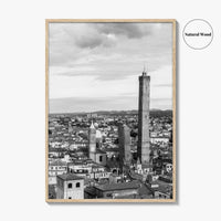 Bologna Black and White Fine Art Photo Print, Asinelli Garisenda Towers, Emilia-Romagna Italy