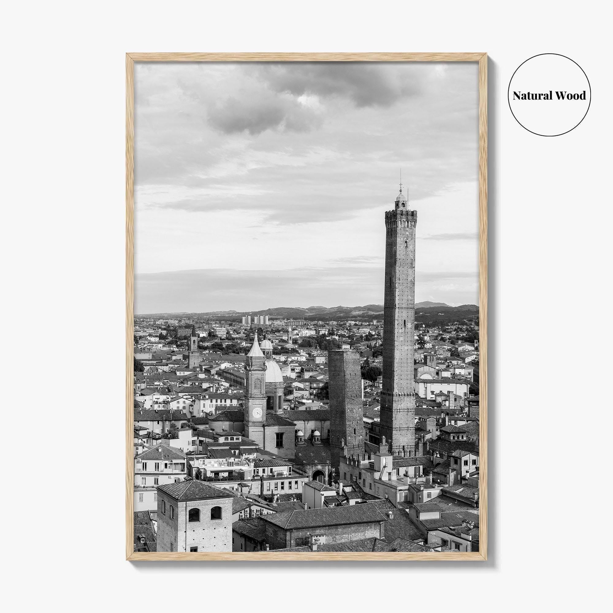 Bologna Black and White Fine Art Photo Print, Asinelli Garisenda Towers, Emilia-Romagna Italy