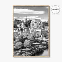 Augusta Skyline Black and White Fine Art Photo Print, Maine USA, Wall Decor Poster