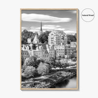 Augusta Skyline Black and White Fine Art Photo Print, Maine USA, Wall Decor Poster