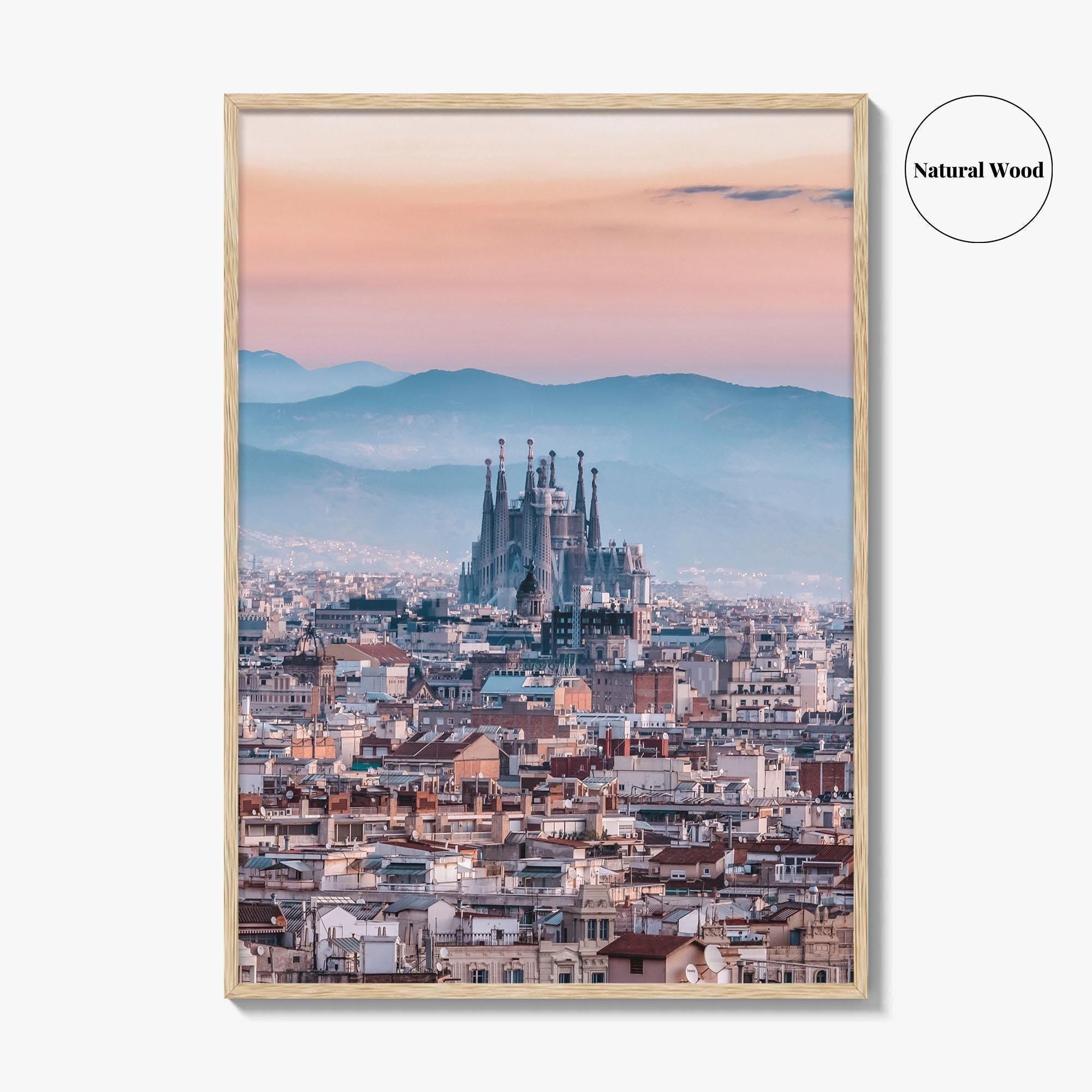 Barcelona Skyline Fine Art Photo Print, Sagrada Familia, Catalonia Spain Wall Decor Poster