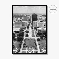 Baton Rouge Skyline Black and White Fine Art Photo Print, Aerial, Louisiana Poster, USA