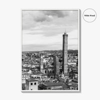 Bologna Black and White Fine Art Photo Print, Asinelli Garisenda Towers, Emilia-Romagna Italy