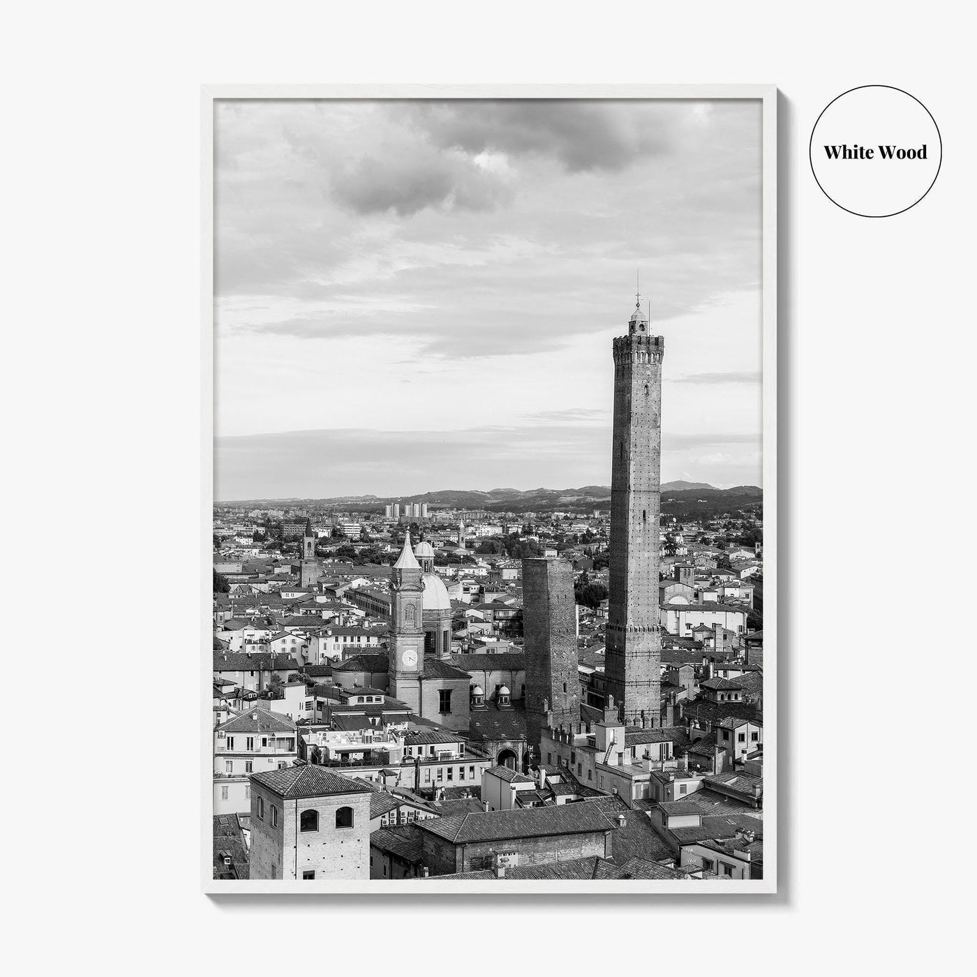 Bologna Black and White Fine Art Photo Print, Asinelli Garisenda Towers, Emilia-Romagna Italy