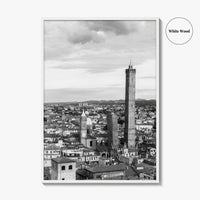 Bologna Black and White Fine Art Photo Print, Asinelli Garisenda Towers, Emilia-Romagna Italy