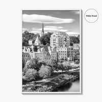 Augusta Skyline Black and White Fine Art Photo Print, Maine USA, Wall Decor Poster