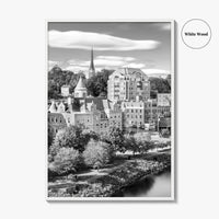 Augusta Skyline Black and White Fine Art Photo Print, Maine USA, Wall Decor Poster