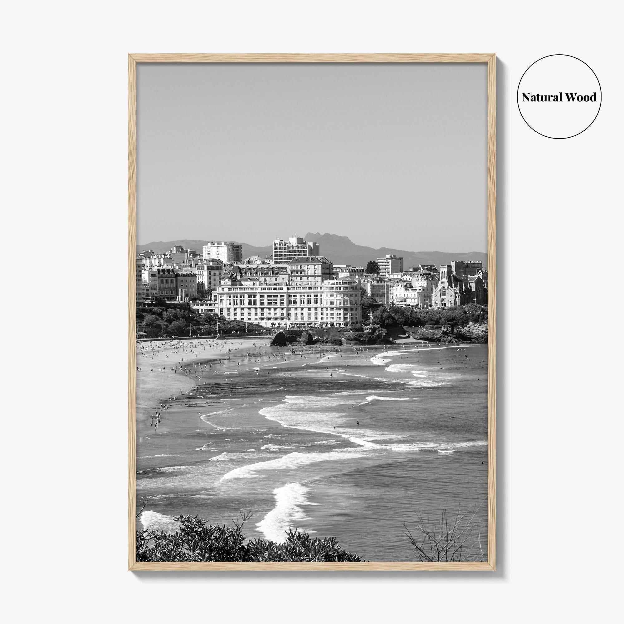 Biarritz Black and White Fine Art Photo Print, Basque France, Grande Plage Poster