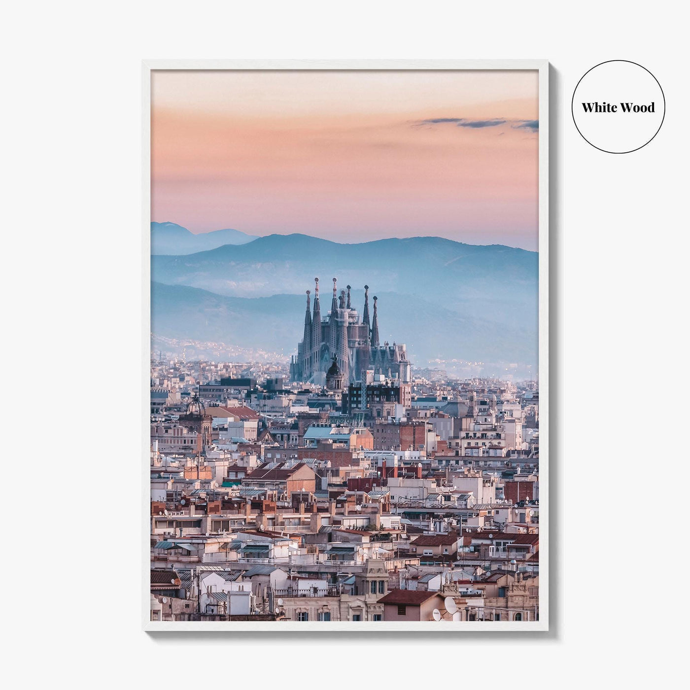 Barcelona Skyline Fine Art Photo Print, Sagrada Familia, Catalonia Spain Wall Decor Poster