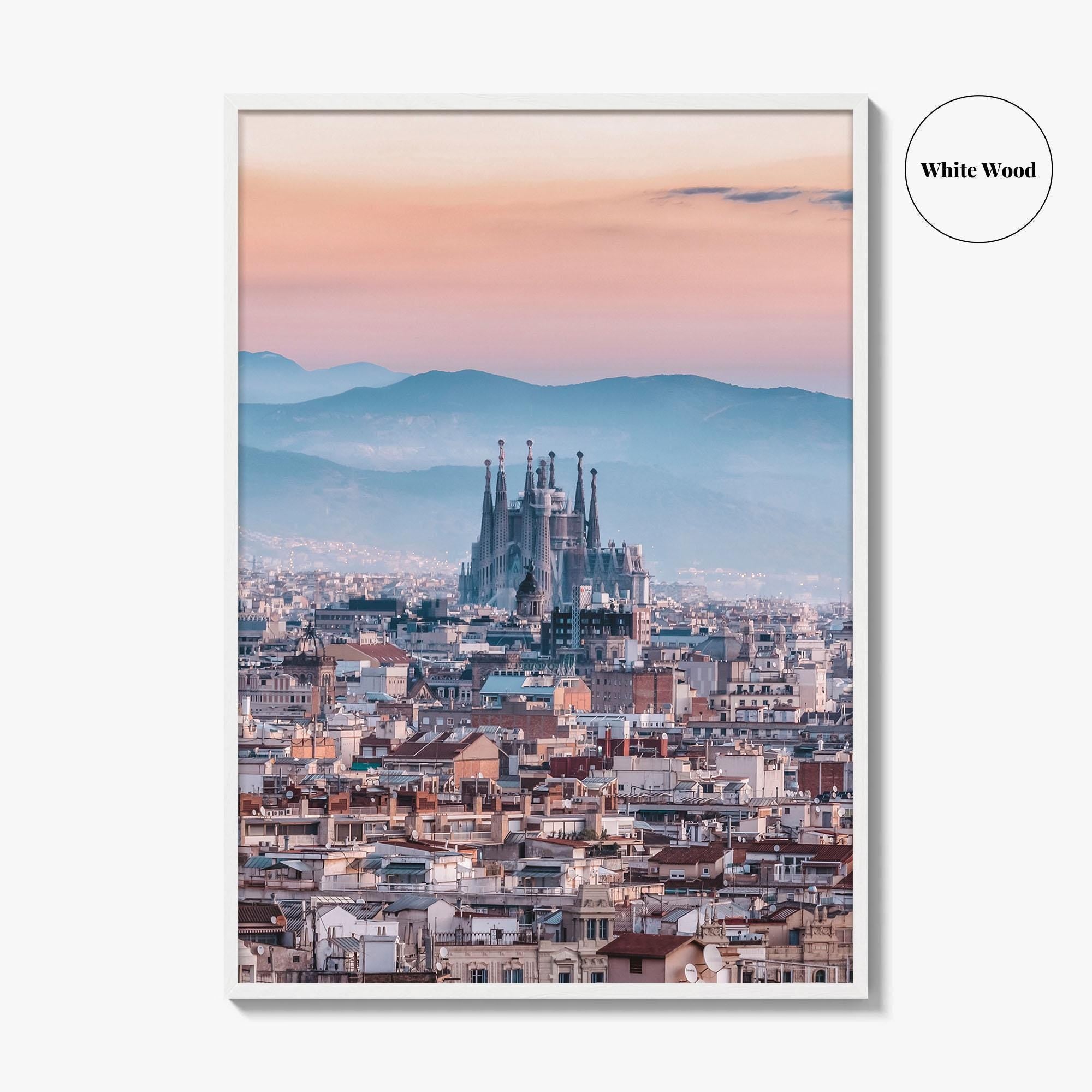 Barcelona Skyline Fine Art Photo Print, Sagrada Familia, Catalonia Spain Wall Decor Poster