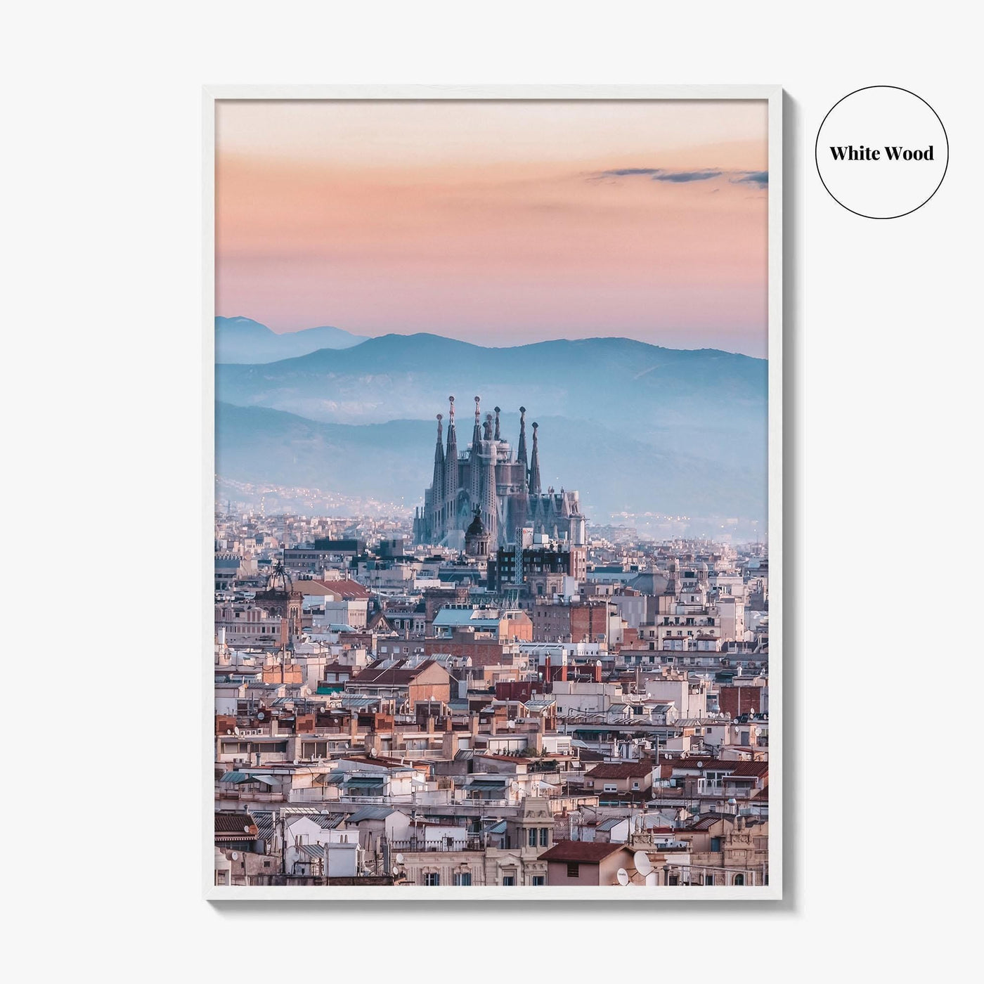 Barcelona Skyline Fine Art Photo Print, Sagrada Familia, Catalonia Spain Wall Decor Poster