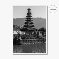 Bali Black and White Fine Art Photo Print, Ulun Danu Temple, Lake Beratan Poster