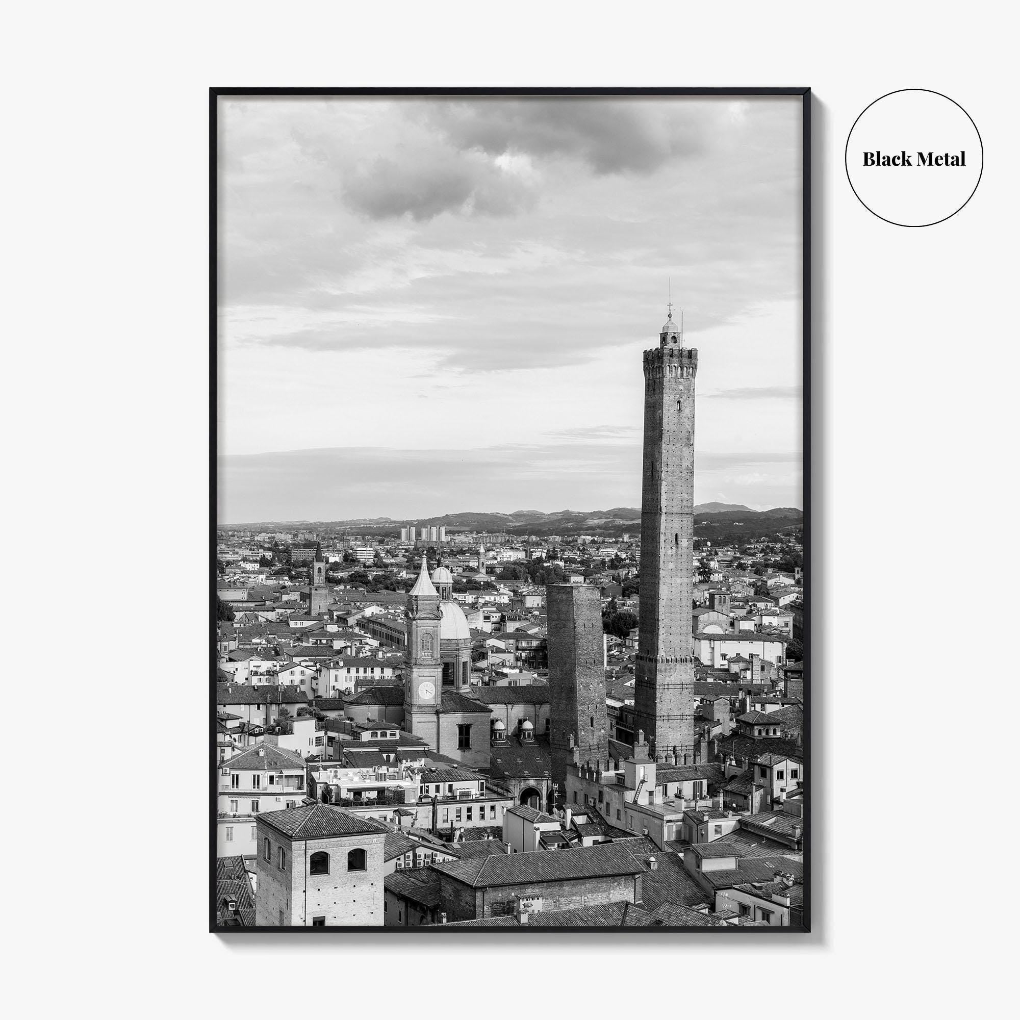 Bologna Black and White Fine Art Photo Print, Asinelli Garisenda Towers, Emilia-Romagna Italy