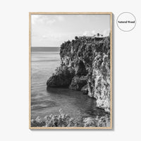 Anguilla Black and White Fine Art Photo Print, Caribbean Coastline Cliffs, Bahamas Poster