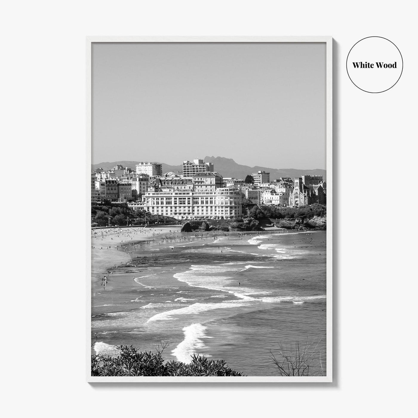Biarritz Black and White Fine Art Photo Print, Basque France, Grande Plage Poster