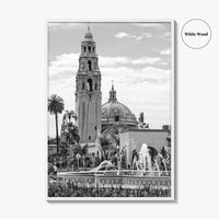 Balboa Park Black and White Fine Art Photo Print, San Diego Fountain, California Poster
