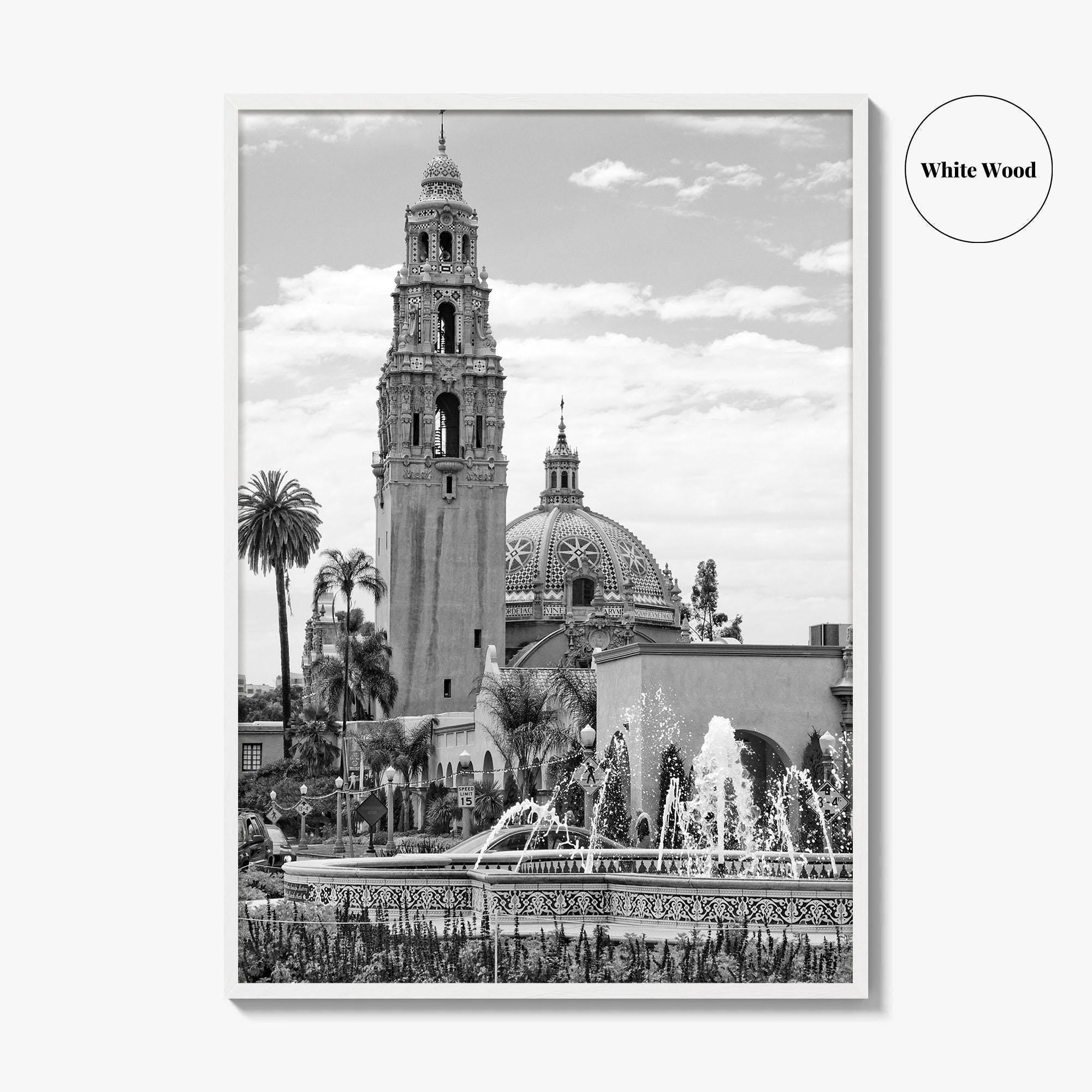 Balboa Park Black and White Fine Art Photo Print, San Diego Fountain, California Poster