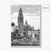 Balboa Park Black and White Fine Art Photo Print, San Diego Fountain, California Poster