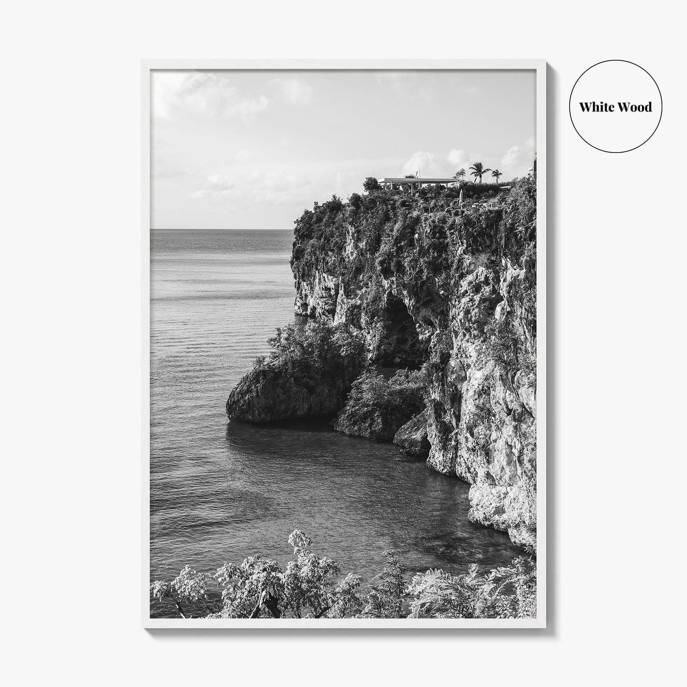 Anguilla Black and White Fine Art Photo Print, Caribbean Coastline Cliffs, Bahamas Poster