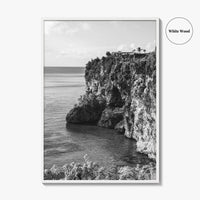 Anguilla Black and White Fine Art Photo Print, Caribbean Coastline Cliffs, Bahamas Poster