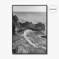 Big Sur Black and White Fine Art Photo Print, McWay Falls California Poster