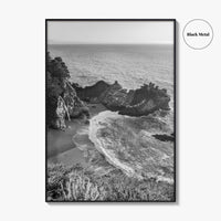Big Sur Black and White Fine Art Photo Print, McWay Falls California Poster