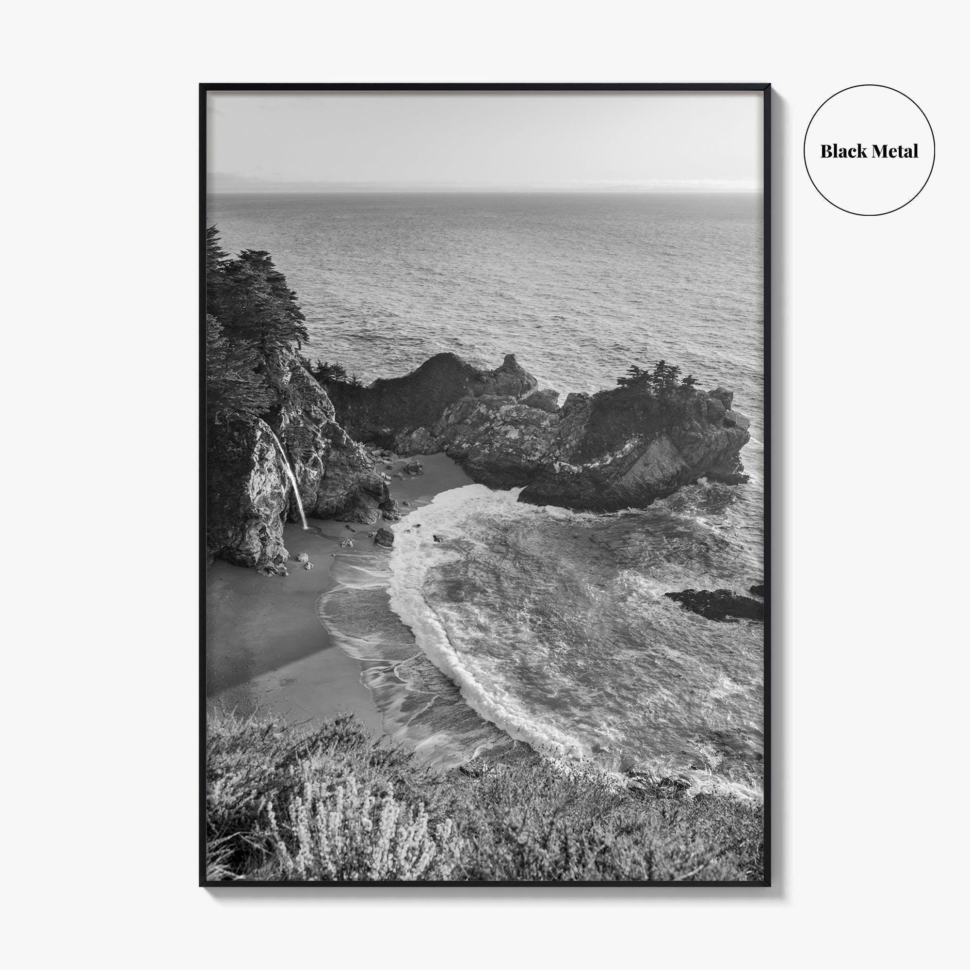 Big Sur Black and White Fine Art Photo Print, McWay Falls California Poster