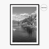 Lake Como Black and White Fine Art Photo Print, Varenna Italy Wall Poster