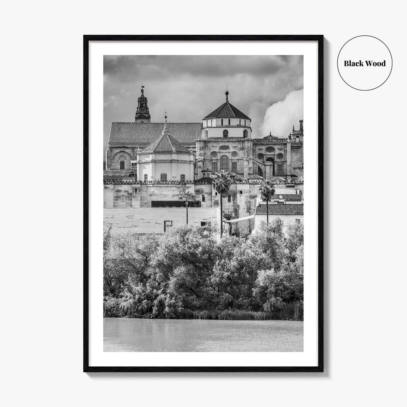 Cordoba Black and White Fine Art Photo Print, Mezquita Roman Bridge Andalusia Poster