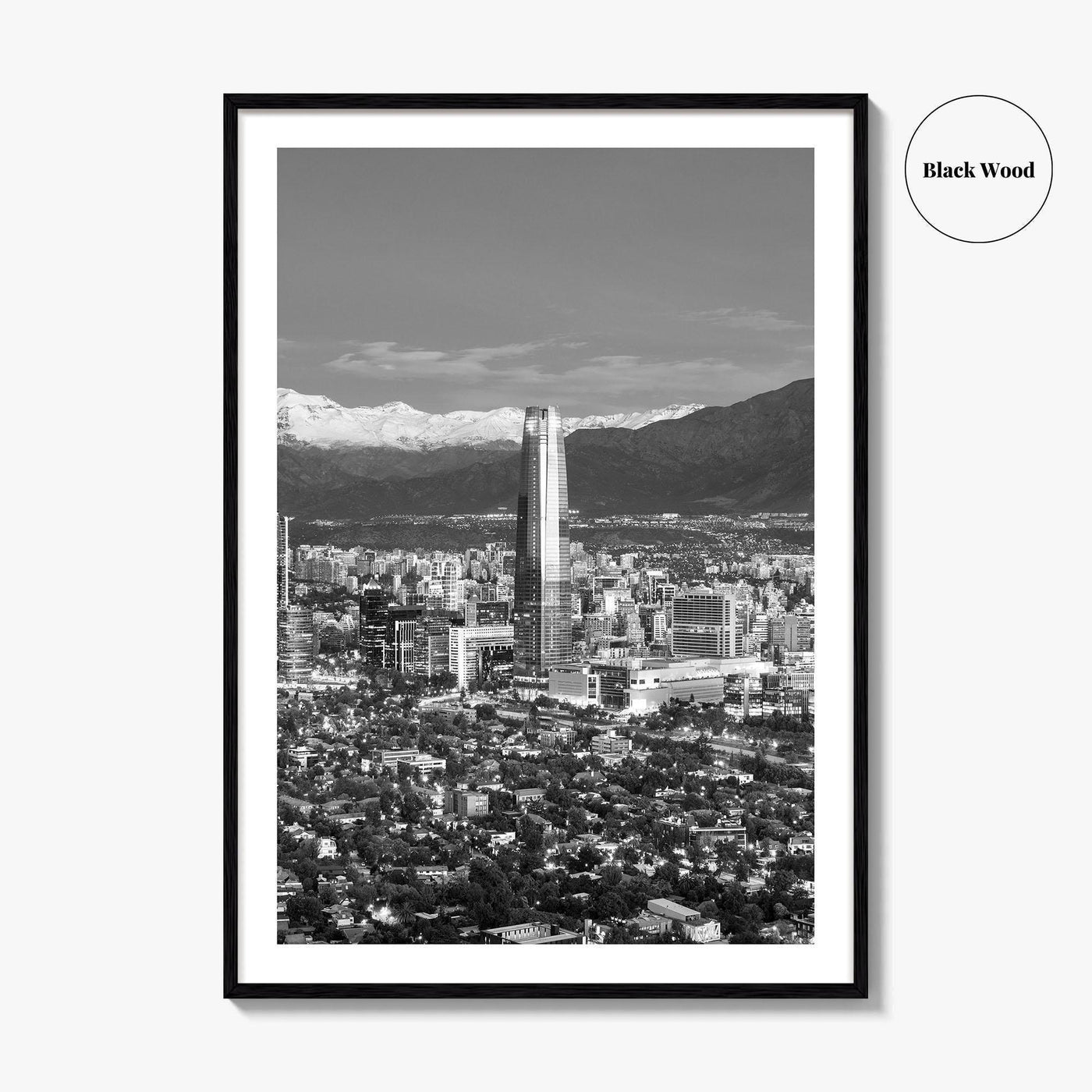 Santiago de Chile Skyline Black and White Fine Art Photo Print, Providencia, Andes, Poster