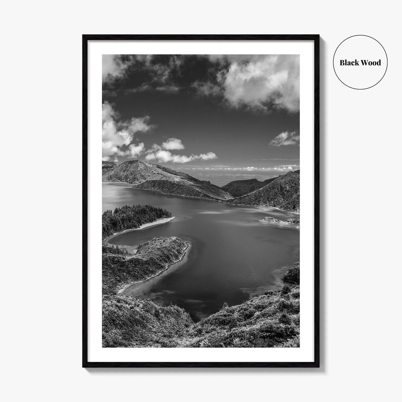 Lagoa do Fogo Black and White Fine Art Photo Print, Sao Miguel Azores Poster