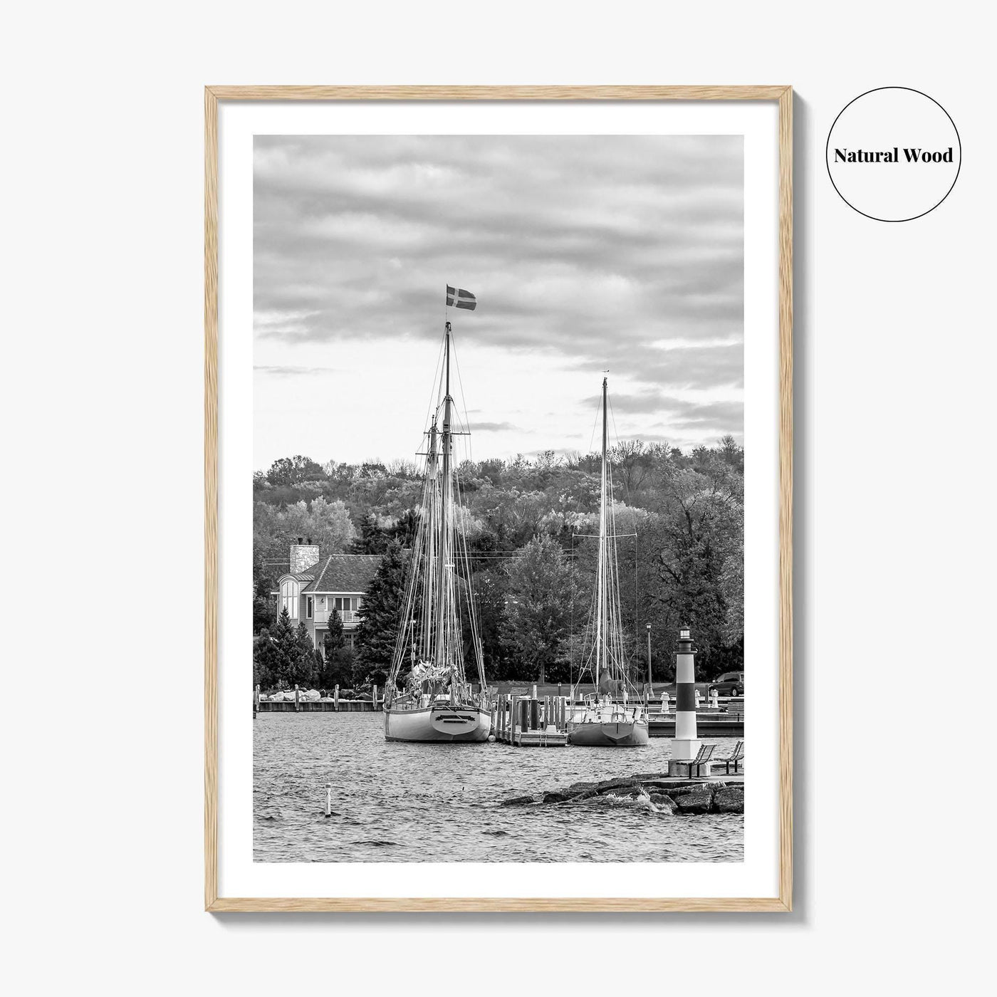 Sister Bay Black and White Fine Art Photo Print, Door County Harbor Wisconsin Poster