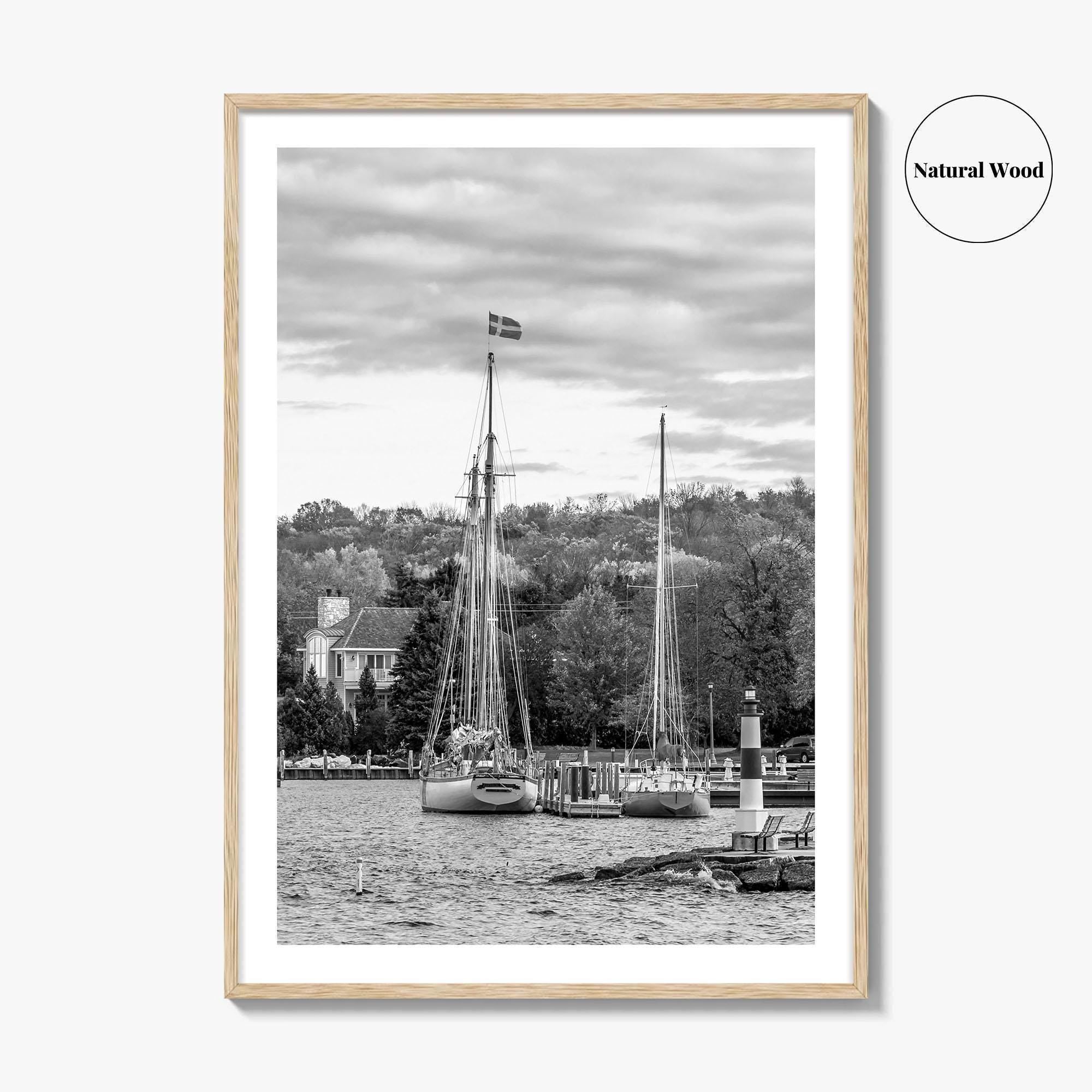 Sister Bay Black and White Fine Art Photo Print, Door County Harbor Wisconsin Poster