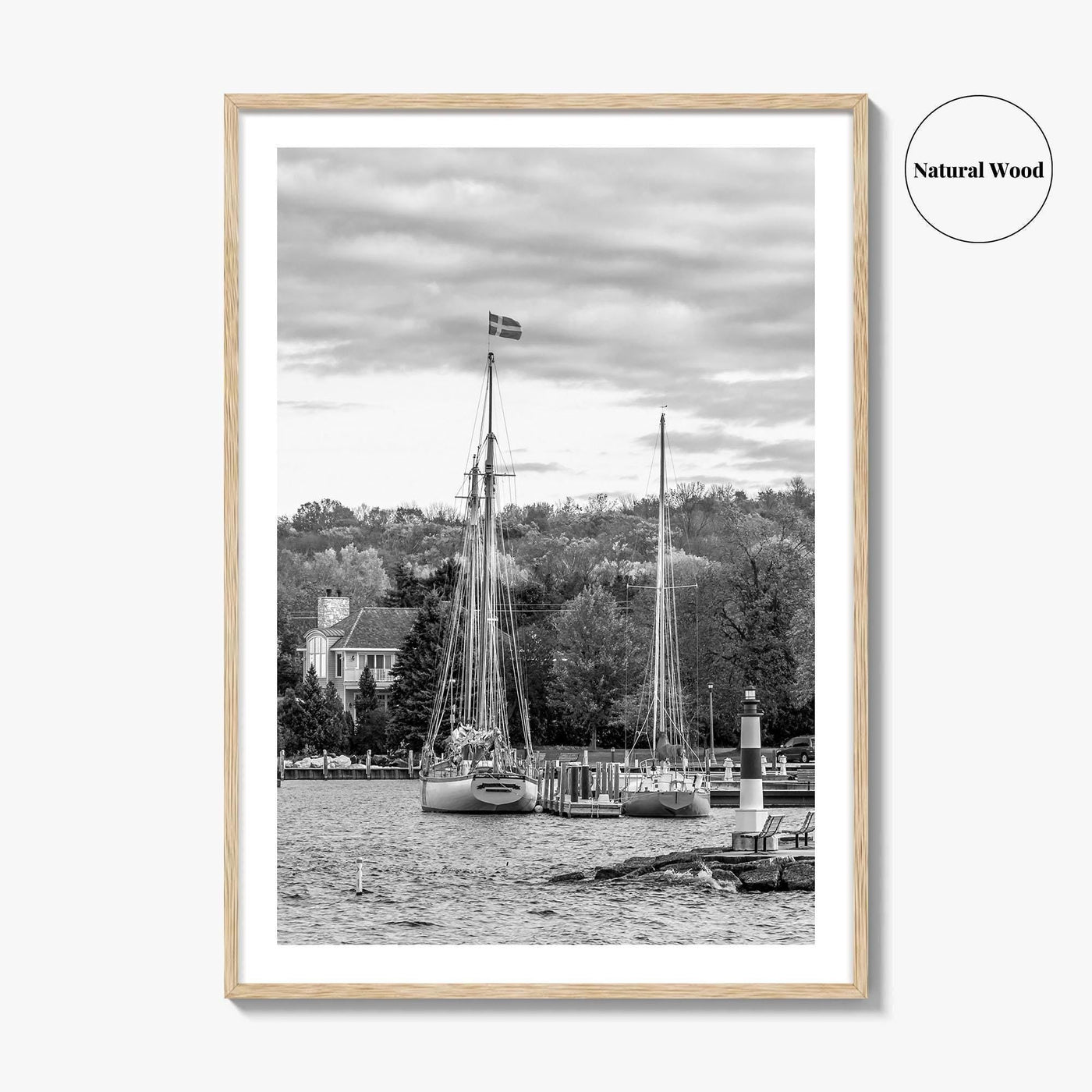 Sister Bay Black and White Fine Art Photo Print, Door County Harbor Wisconsin Poster