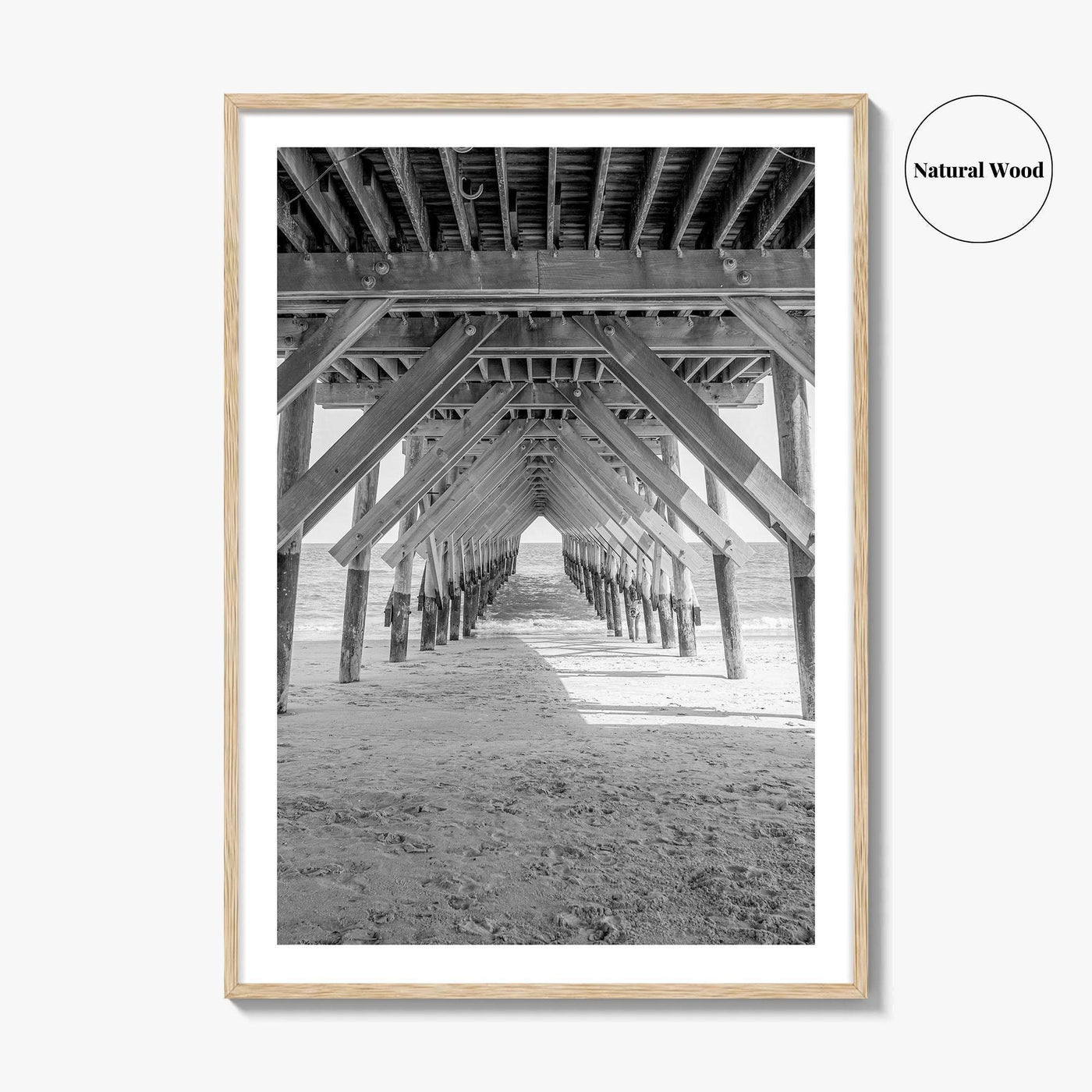 Wrightsville Beach Black and White Fine Art Photo Print, North Carolina Pier Wilmington Poster