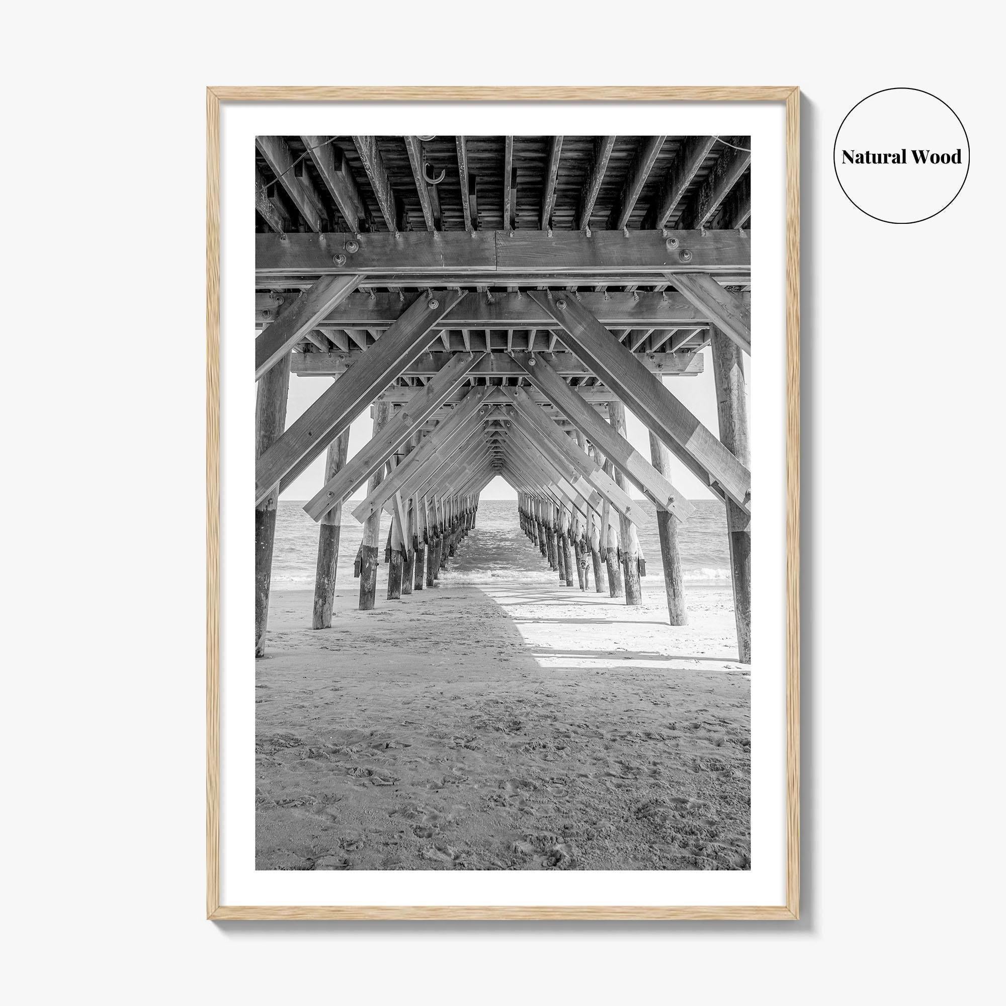 Wrightsville Beach Black and White Fine Art Photo Print, North Carolina Pier Wilmington Poster