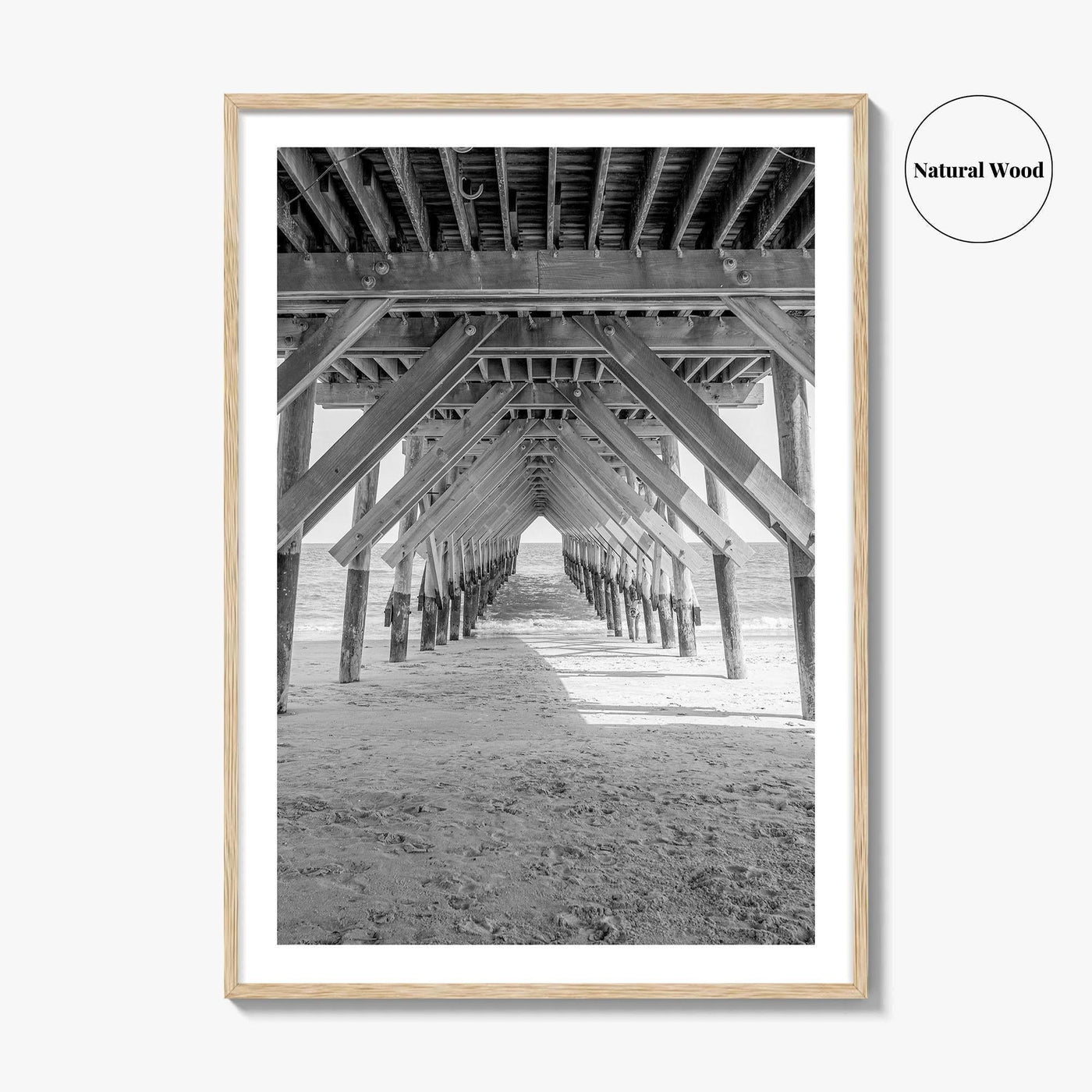 Wrightsville Beach Black and White Fine Art Photo Print, North Carolina Pier Wilmington Poster