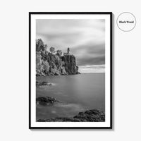 Lake Superior Black and White Fine Art Photo Print, Split Rock Lighthouse Minnesota, USA