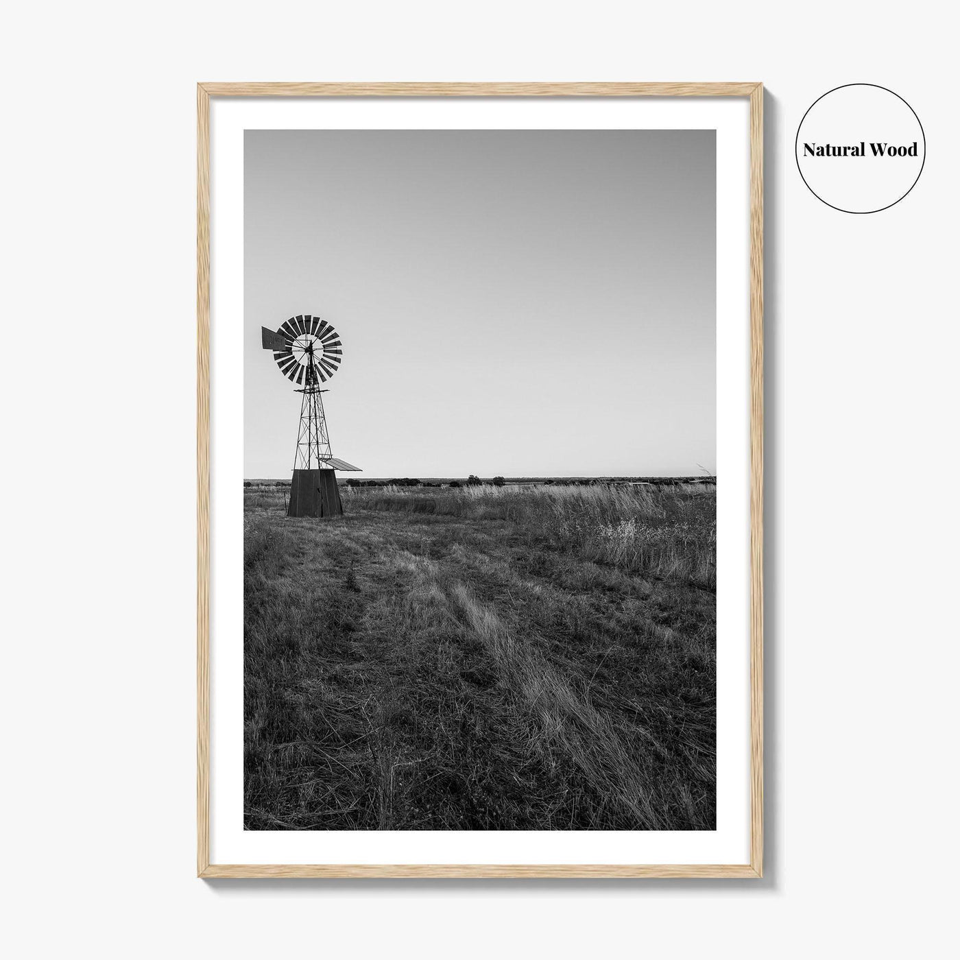 Texas Black and White Fine Art Photo Print, Windmill Poster, USA