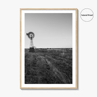 Texas Black and White Fine Art Photo Print, Windmill Poster, USA