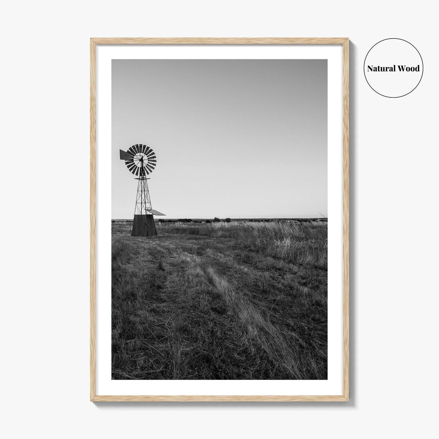 Texas Black and White Fine Art Photo Print, Windmill Poster, USA