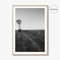 Texas Black and White Fine Art Photo Print, Windmill Poster, USA