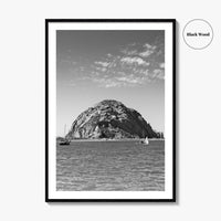Morro Bay Black and White Fine Art Photo Print, Morro Rock California Poster