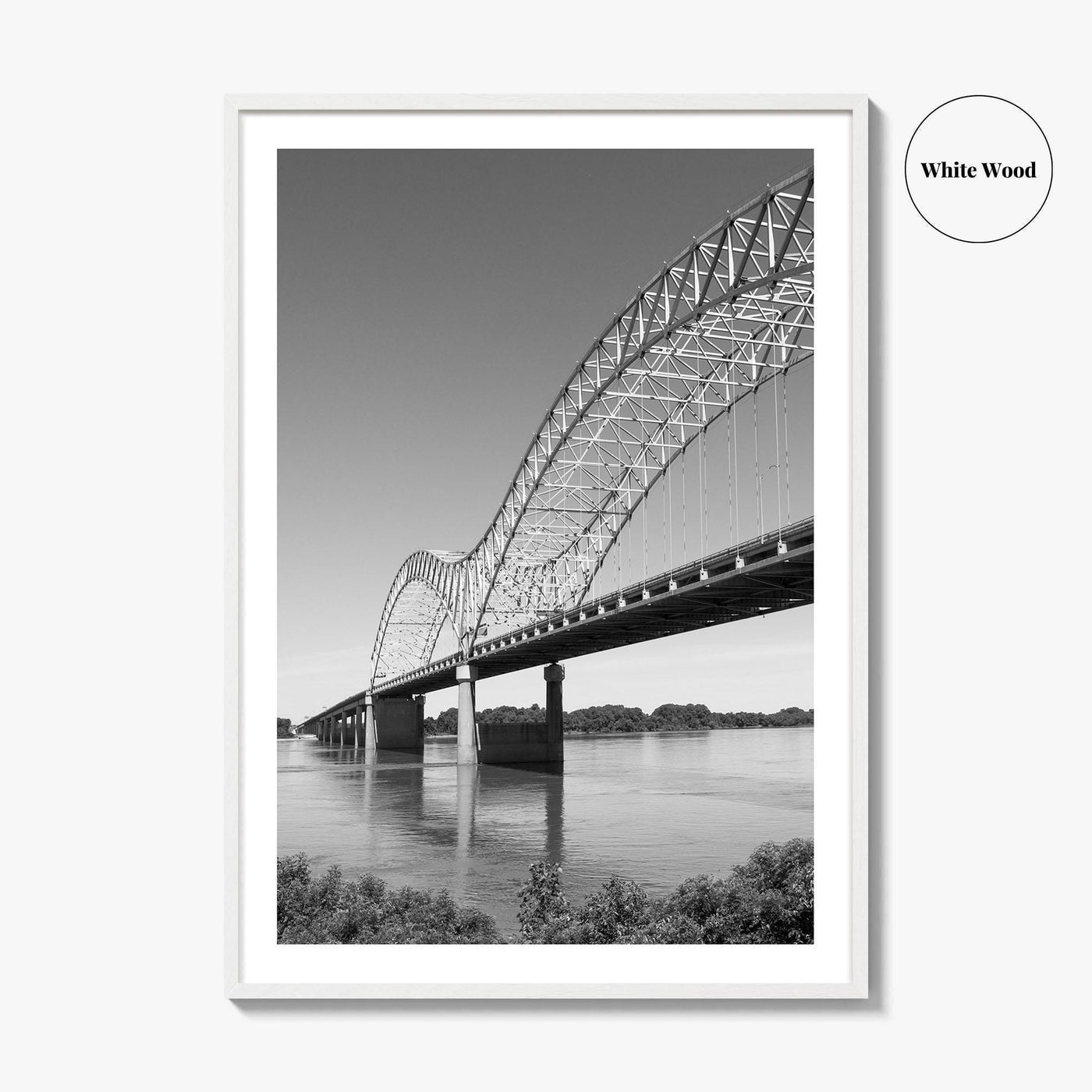 Memphis Black and White Fine Art Photo Print, Tennessee Hernando de Soto Bridge Poster