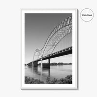 Memphis Black and White Fine Art Photo Print, Tennessee Hernando de Soto Bridge Poster