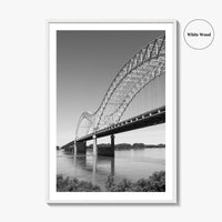 Memphis Black and White Fine Art Photo Print, Tennessee Hernando de Soto Bridge Poster